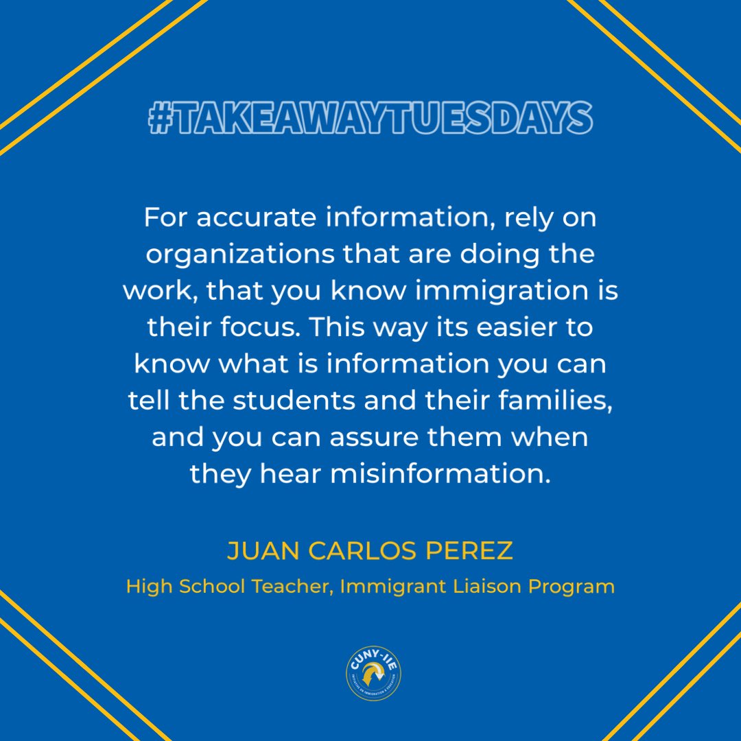 cuny_iie's tweet photo. Today’s #TakeAwayTuesday is again from Juan Carlos. Have any to suggest? Drop some of the groups/orgs/individuals you appreciate and trust in the comments!

#CUNYIIE #CUNY #ImmLiaison #immigration #education #undocumented #NY #NYC #students #UndocuEducators #UndocuStudents https://t.co/49A0G5EJ6O