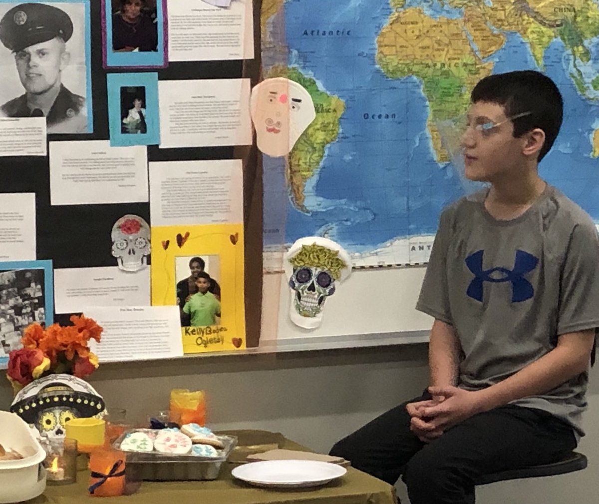 Dia de los Muertos! In World Cultures class today, we had a beautiful celebration to honor our loved ones who have passed on. Thanks to all students &amp; parents who made this occasion extra special!@FesslerKeith@MooreNPJH@Kmyers_NPJH@npjh_art@SouthernHancock#newpalproud