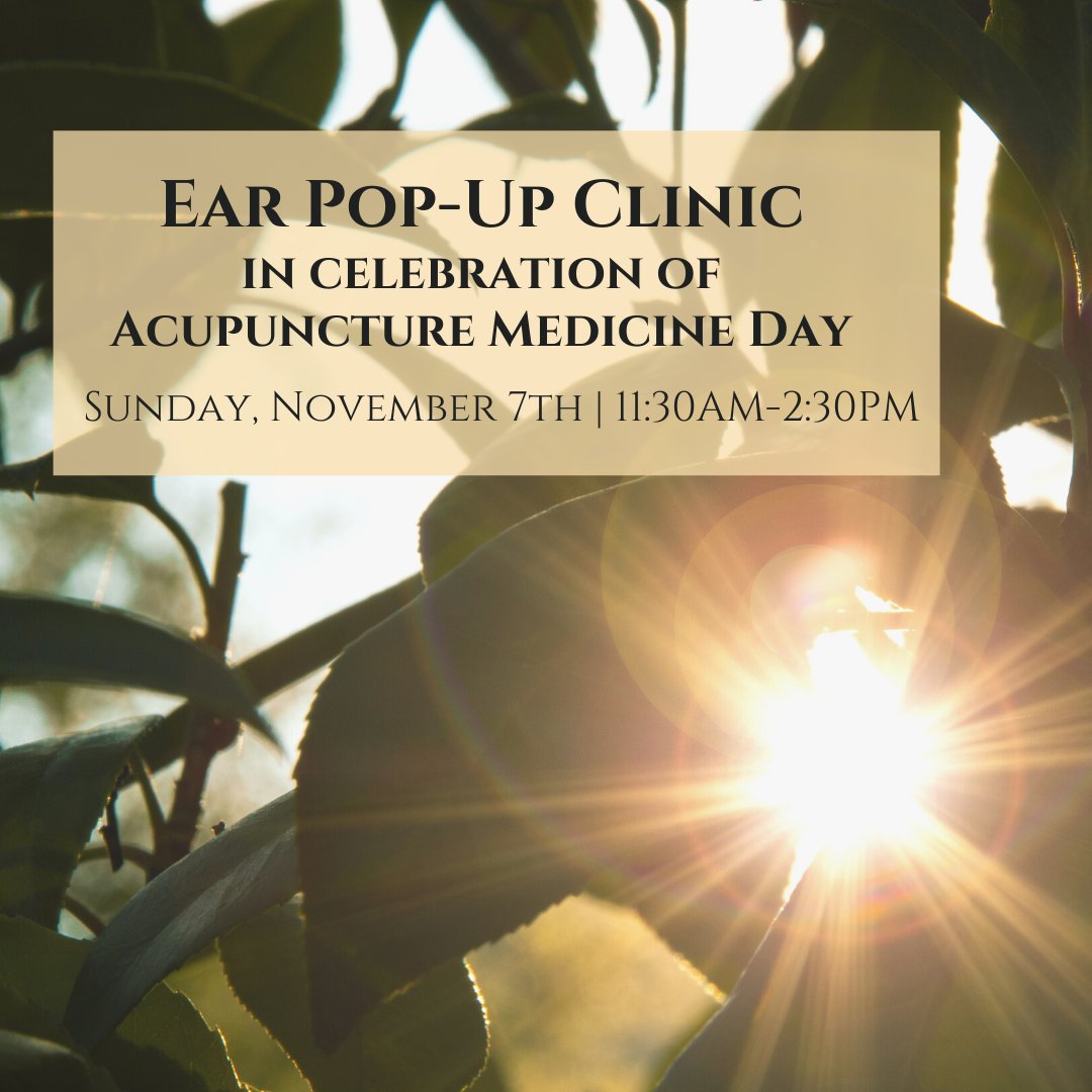 ACTCM's tweet image. This Sunday, join us at the clinic for free acupuncture! Our pop-up ear-clinic will run from 11:30-2:30PM, but please call the clinic to reserve your spot - (415) 282-9603. See you then!