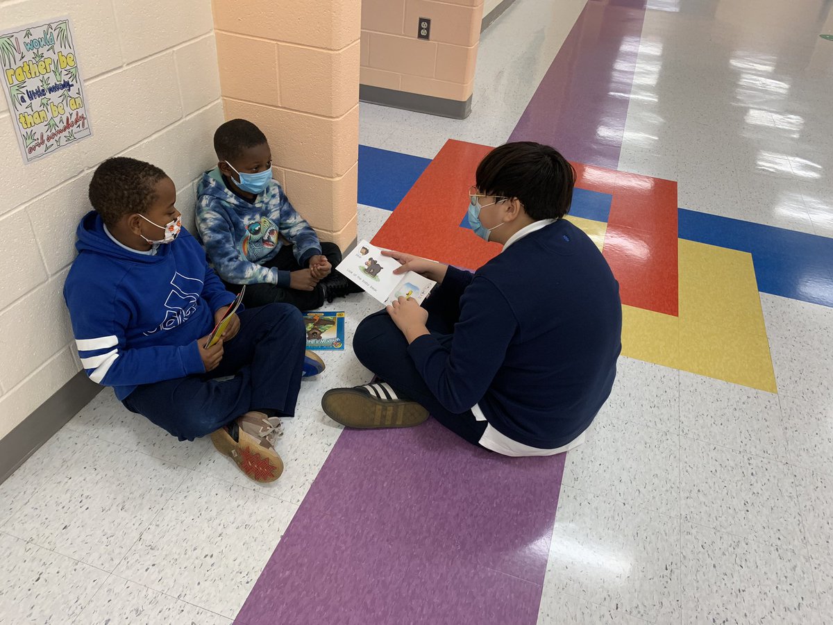 MsPieroth's tweet photo. Reading buddies was a success! Just listening to the authentic book talk between the 2nd and 7th graders was the most heart warming thing💜@crest_5 @CoachDeLoach1 @MsMedinaaaa @BinderTeaches @CDavis_BOLA @erin_thorne4 @APDavidArroyo https://t.co/eS6fe74FIq