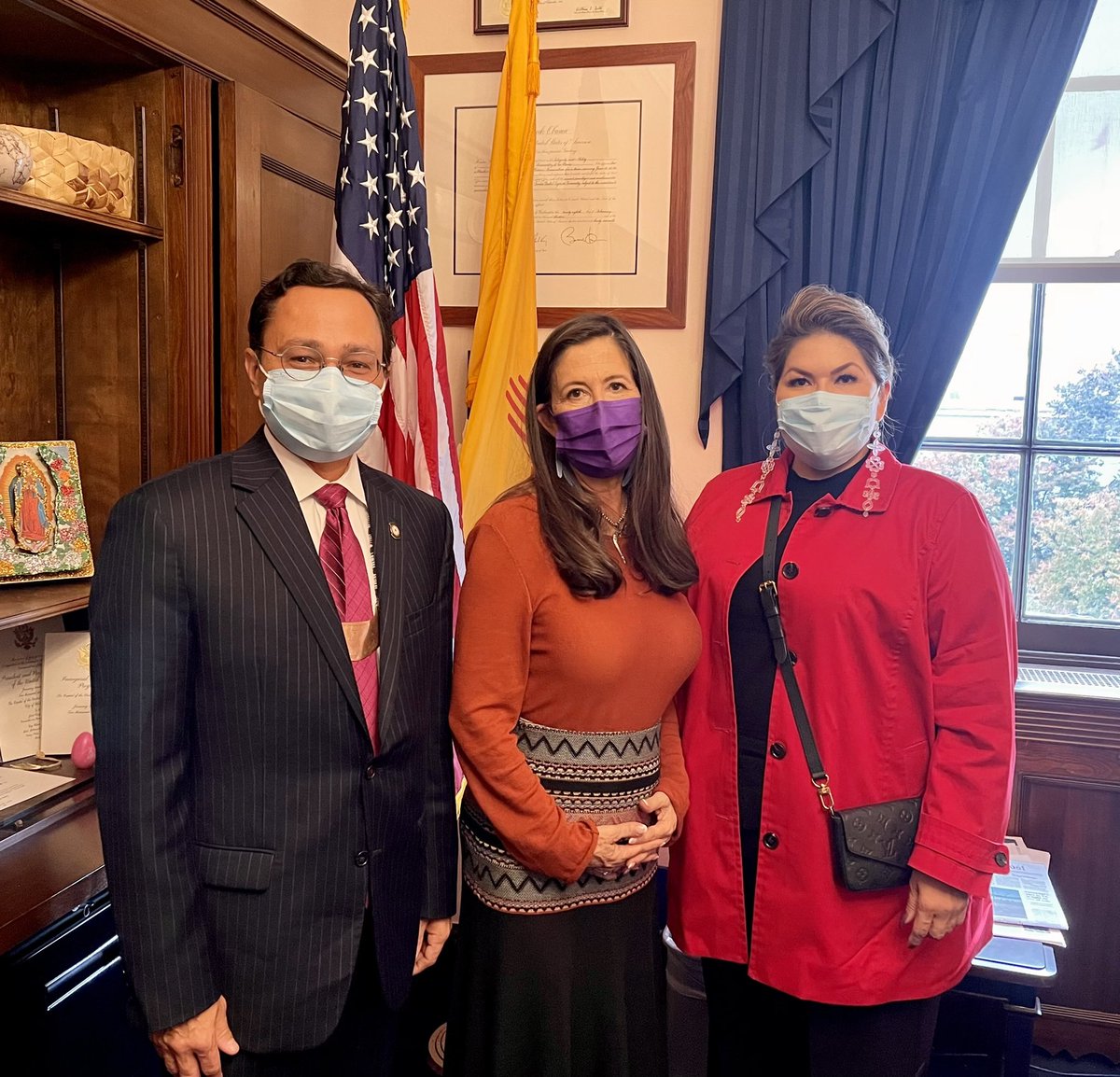 ChuckHoskin_Jr's tweet photo. A great day on Capitol Hill to discuss progress &amp; sovereignty for @CherokeeNation including a wonderful visit with Rep. Teresa Leger Fernandez, Chairwoman, House Indigenous Peoples Subcomm. Our Treaty-based Delegate to Congress Kim Teehee is ready to be seated! @RepTeresaLF https://t.co/LVGePMoVoC