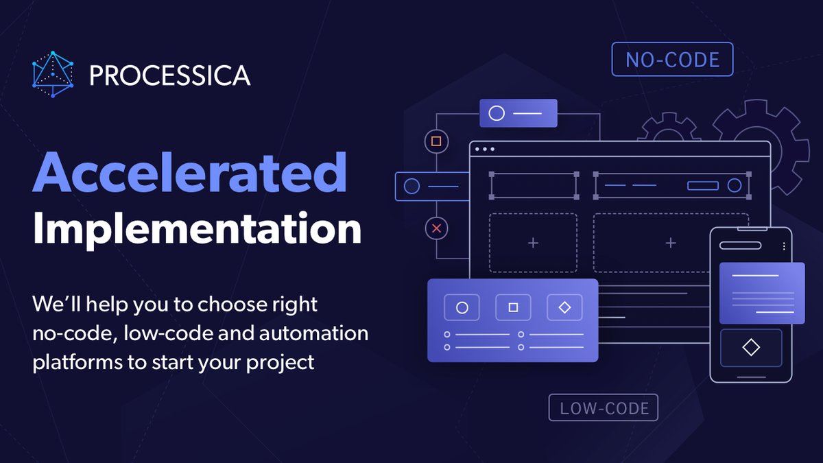 processica's tweet photo. Confused by all the no-code/low-code/automation platforms? Accelerated implementation will help you pick the one that’s right for you.
https://t.co/B669emH41Z
#processica #nocode #businessdevelopment #startups https://t.co/MRXUnzcPlt