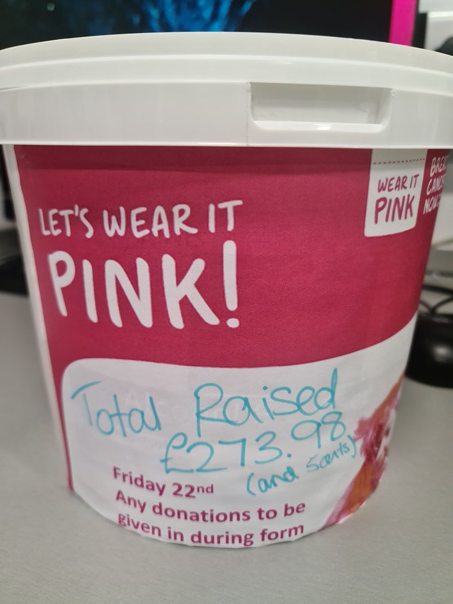 keshsixthform's tweet photo. An excellent result! I am proud of the compassionate nature &amp; willingness of all to get involved. We raised £273.98 for @BreastCancerNow! Special shout out to our Tutor of last half term – Miss Talbot for leading on this – Mr Sehejpal, Head of Sixth Form #wearitpink #sixthform https://t.co/wViy40pTze