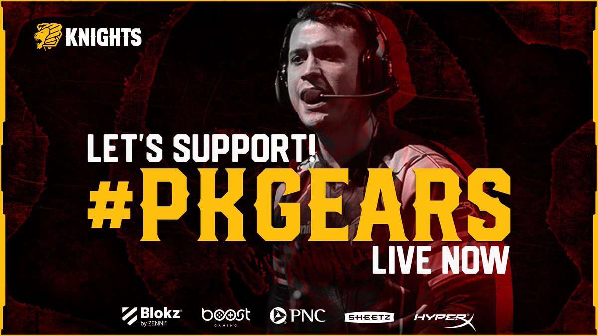 KnightsGG's tweet photo. ⚔️ #KnightsNation ⚔️
Come show your #PKPride as our @GearsEsports team plays against @eUnited in the #GearsProLeague
LIVE NOW 🔴
📺 https://t.co/pJh8j7k5Dc https://t.co/DavTzf9Fxf