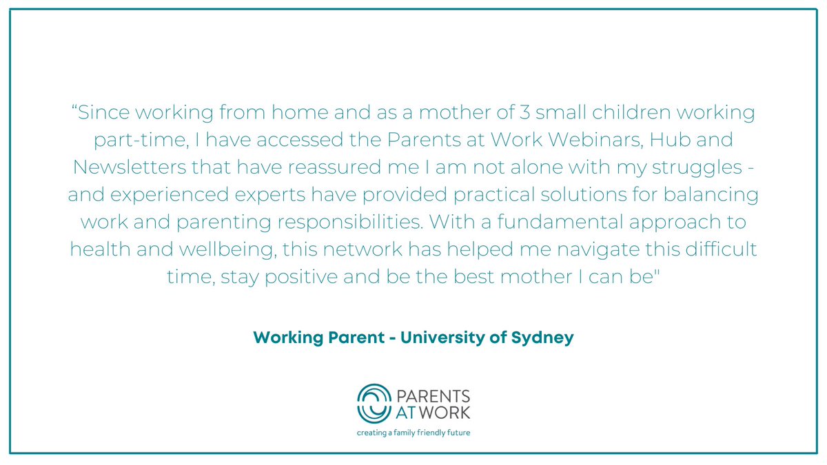 parentsatworkau's tweet photo. Even just one parent benefiting from the work we do is incredible...though we know there are many more 😊

#worklifebalance #parentsatwork @Sydney_Uni https://t.co/CSiiNMLzdn