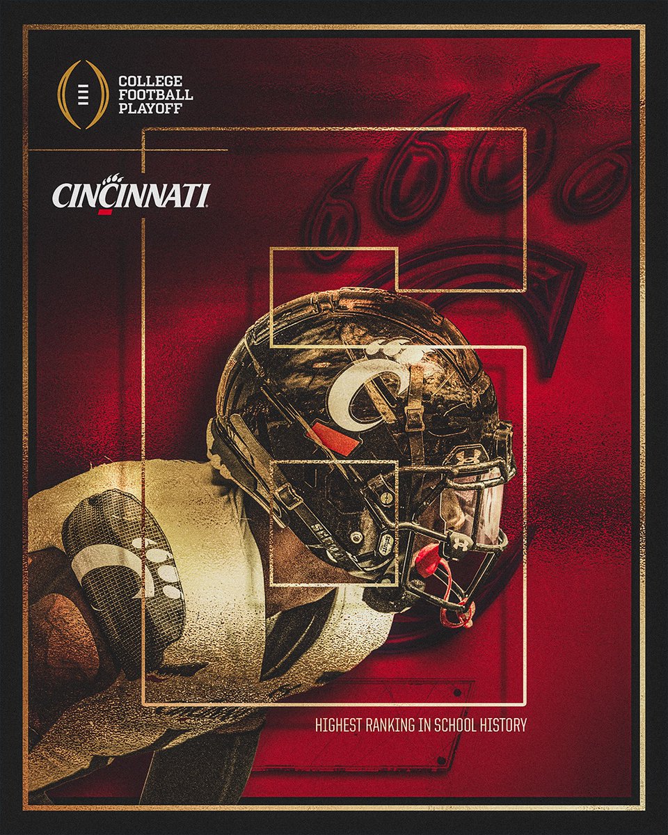 GoBEARCATS's tweet photo. Their best CFP ranking in program history.

Zero-loss @GoBearcatsFB is 6️⃣ in this week's @CFBPlayoff Top 25. https://t.co/WVBxR4DmXq