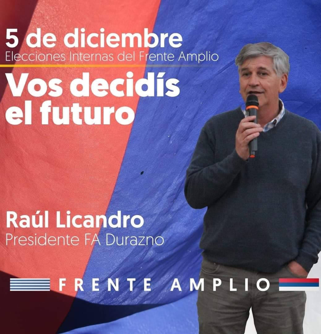 Si vivís o votás en Durazno, el 5 de diciembre ya tenés candidato a la presidencia departamental: <a href="/LicandroRaul/">Raúl Licandro</a>
#VosDecidísElFuturo
