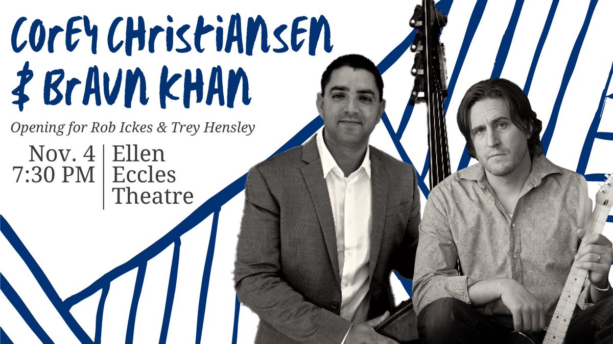 CacheARTS's tweet photo. JUST ANNOUNCED!
Corey Christiansen &amp; Braun Khan will be opening for Rob Ickes &amp; Trey Hensley this Thursday at the Ellen Eccles Theatre! Both are amazing performers and professors at @CaineCollege. Tix at https://t.co/MEHz5j9i1w. 

#cacheARTS #cachevalley #concert #livemusic #utah https://t.co/RLMQFStCoh