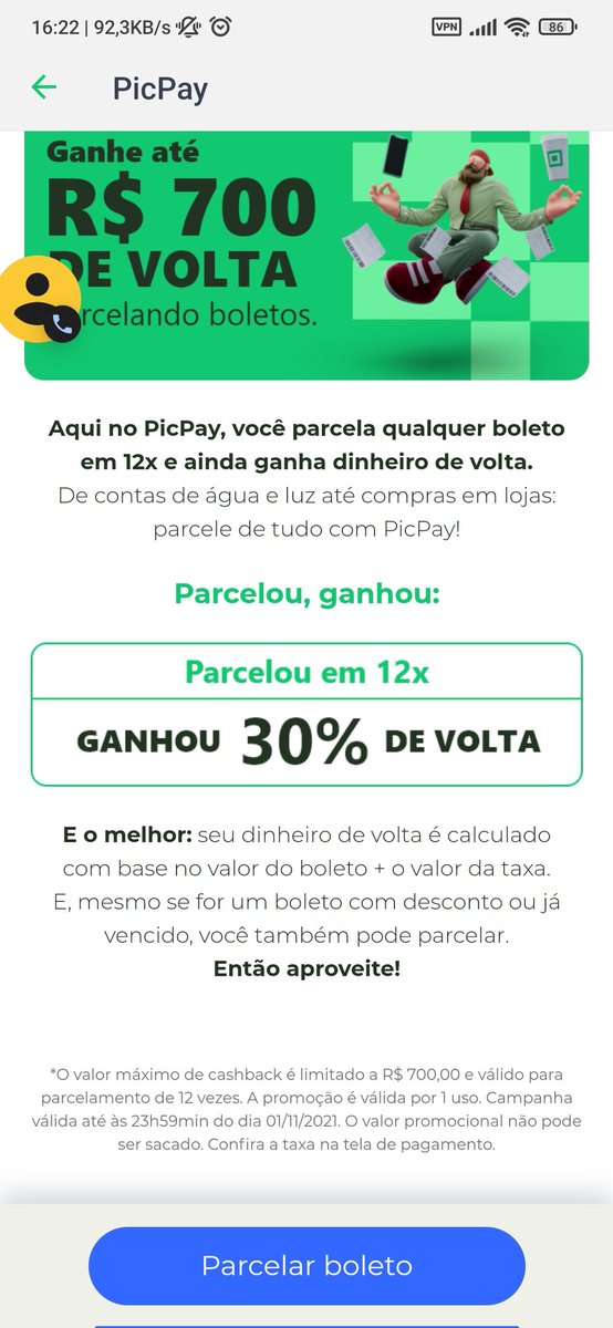 hrfla's tweet photo. @picpay fraudando o regulamento da promoção para não pagar meu cashback. Minha sorte que tirei print. A imagem antes da minha reclamação informava que poderia pagar até 23:59 do dia primeiro. Após passou a informar que seria apenas no dia do recebimento da mensagem. https://t.co/pszxxtICSk