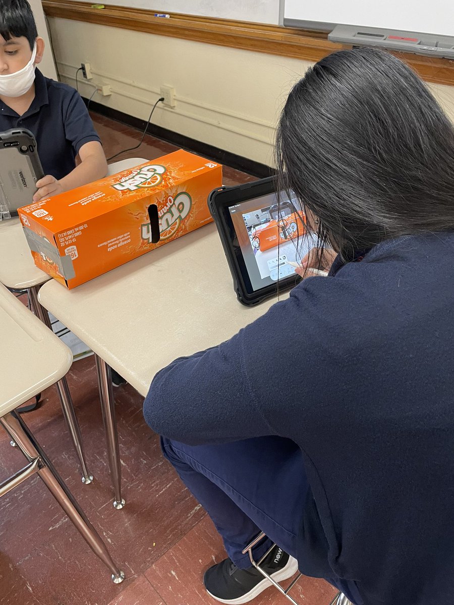 katie_strickert's tweet photo. Students used iPads to measure rectangular prisms and Apple Pencil to mark up photos to show their computational skills! Magic! #digitalpromise #vils #wpsproud https://t.co/j9qvA8j7d3
