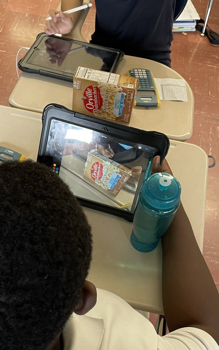 katie_strickert's tweet photo. Students used iPads to measure rectangular prisms and Apple Pencil to mark up photos to show their computational skills! Magic! #digitalpromise #vils #wpsproud https://t.co/j9qvA8j7d3