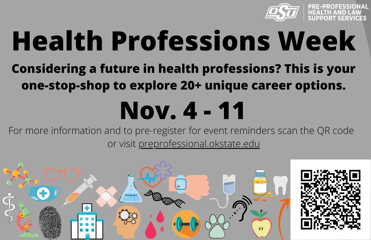 sovnationcenter's tweet photo. โ โ People interested in a health professionโ โ The OSU Pre-Professional Health and Law Support Services is hosting Health Professionals Week. Please scan the QR or visit https://t.co/7oyESgHTnu for more information on upcoming events! #healthprofessionalsweek https://t.co/VjENVWdasI