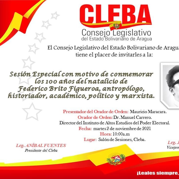 CNEH_Ven's tweet photo. #02Nov || El coordinador de nuestra cátedra Federico Brito Figueroa, Manuel Carrero Murillo, presentó aspectos de la vida y obra del maestro Brito Figueroa en la sesión especial en @AraguaCleba 

#PoesíaEsAmor https://t.co/FN7Vz7IFAH