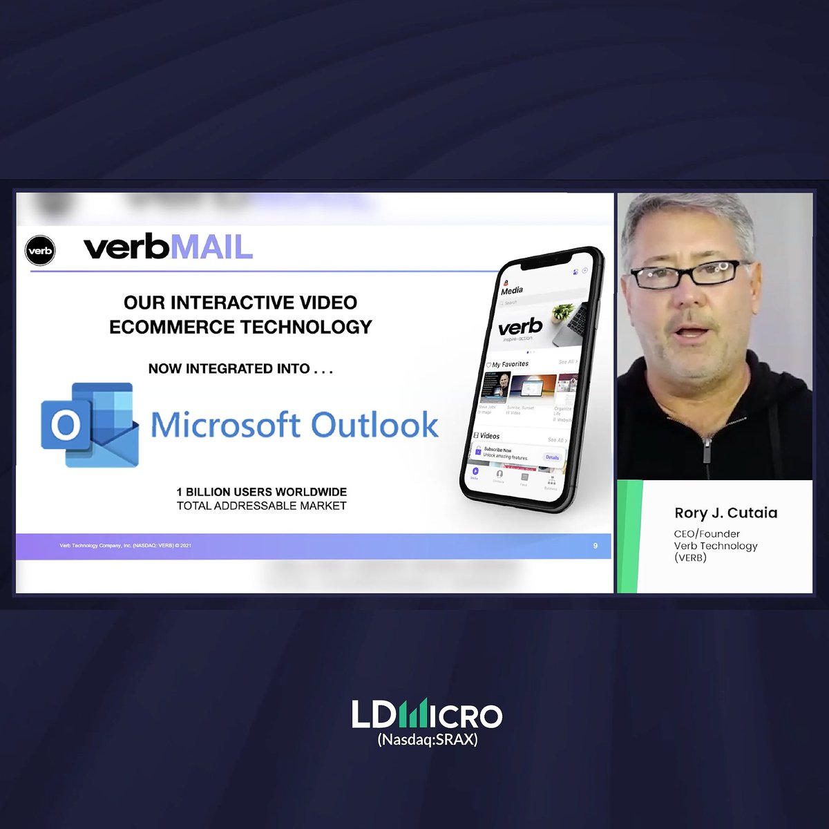 SRAXmedia's tweet photo. Here's a screenshot from the @VerbTech_Co  presentation at the #LDMicroMainEvent. $VERB was one of the most viewed videos!
Go to https://t.co/HdUAPpBPBj to watch the full presentation. https://t.co/LKAHnxMDKI
