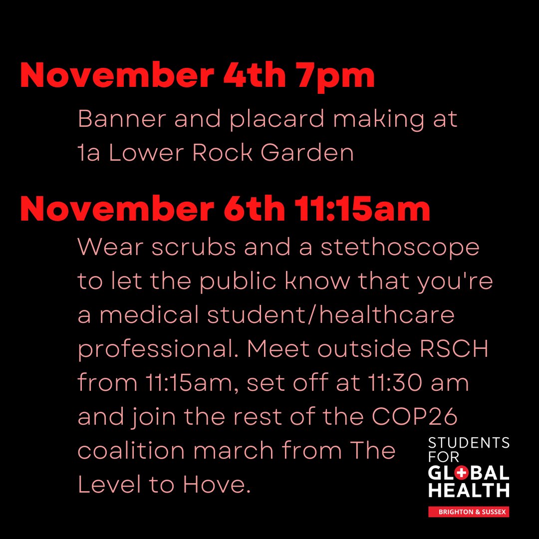 SfGH_BSMS's tweet photo. Calling all BSMS students and BSUH workers! Join us in front of RSCH at 11:15am this Saturday November 6th to mobilise against climate change. Join our WhatsApp group for more information:

https://t.co/zkbg7kaKW0 https://t.co/xdGfjCI6Hv