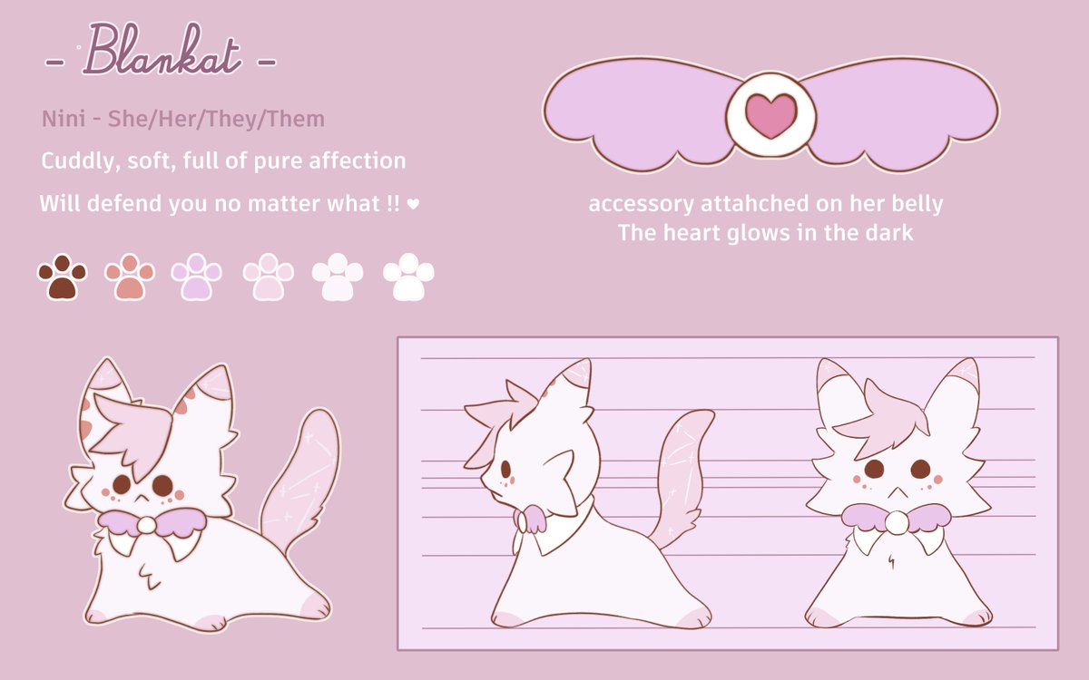 KanadeMori1's tweet photo. I lost a lot of activity due to the depression. I didn't hold the inktober but I plan to finish it this month! In order to recover my moral, I try to work on some of my characters and I reworked the refsheet of my blankat named Nini!
What do you think?๐ฅบ๐
#Blankat #ClosedSpecies https://t.co/HuGFBg5dQr