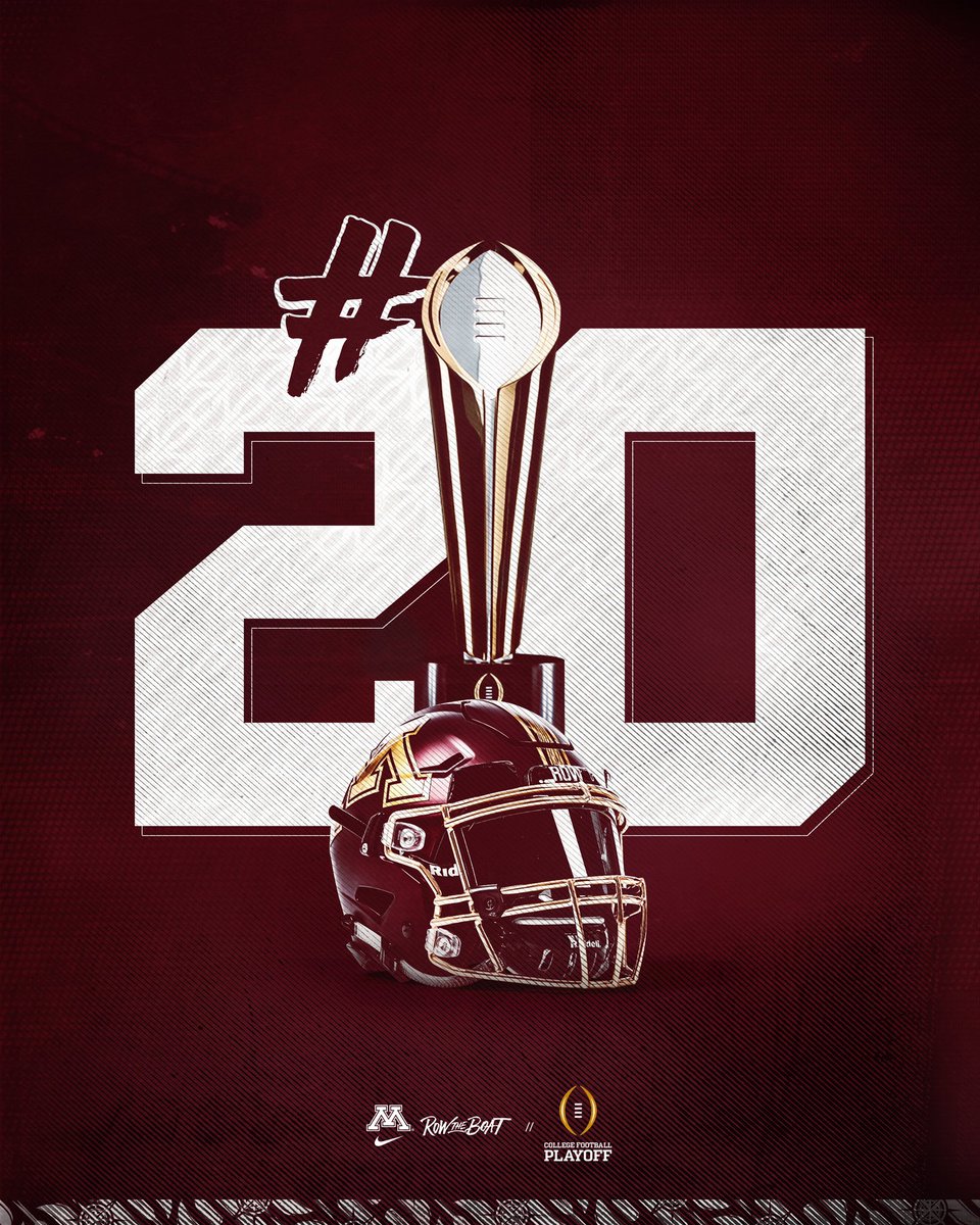 GopherFootball's tweet photo. TWENTY‼️

@CFBPlayoff Rankings

#RTB // #SkiUMah // #Gophers https://t.co/7TgX1xlFcG