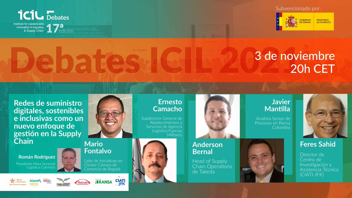 mariofontalvof's tweet photo. Acompáñenme mañana miércoles 3 de nov. 2 pm (Col) en #DebatesICIL2021, en un panel en el que contaremos nuestra experiencia en el fortalecimiento del capital humano 4.0 en el #clusterlogistica de Bogotá región, impulsado por @camaracomerbog. Inscripciones: https://t.co/iId0QRmHaB https://t.co/fqKIqzqWK4