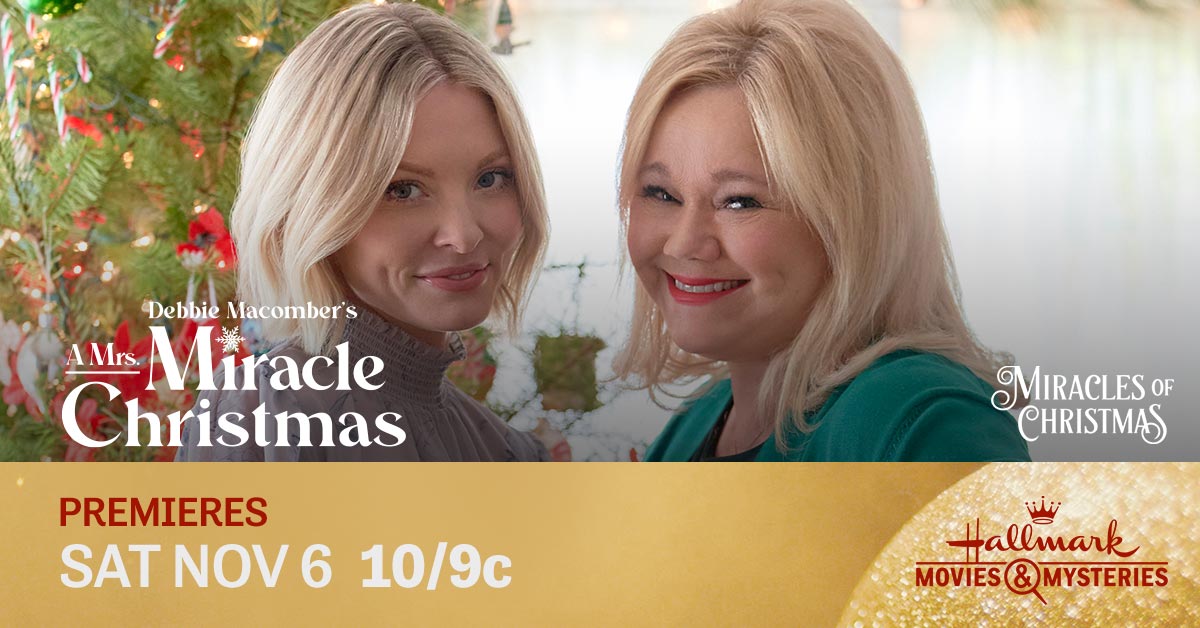 hallmarkmystery's tweet photo. Ready for a holiday tale about a twist of fate? ❤️️ Cozy up with @KaitlinDday and @CarolineRhea in the all new #MiraclesOfChristmas movie Debbie Macomber's #AMrsMiracleChristmas Saturday at 10/9c. 🎄✨ https://t.co/vjztSV1iR2