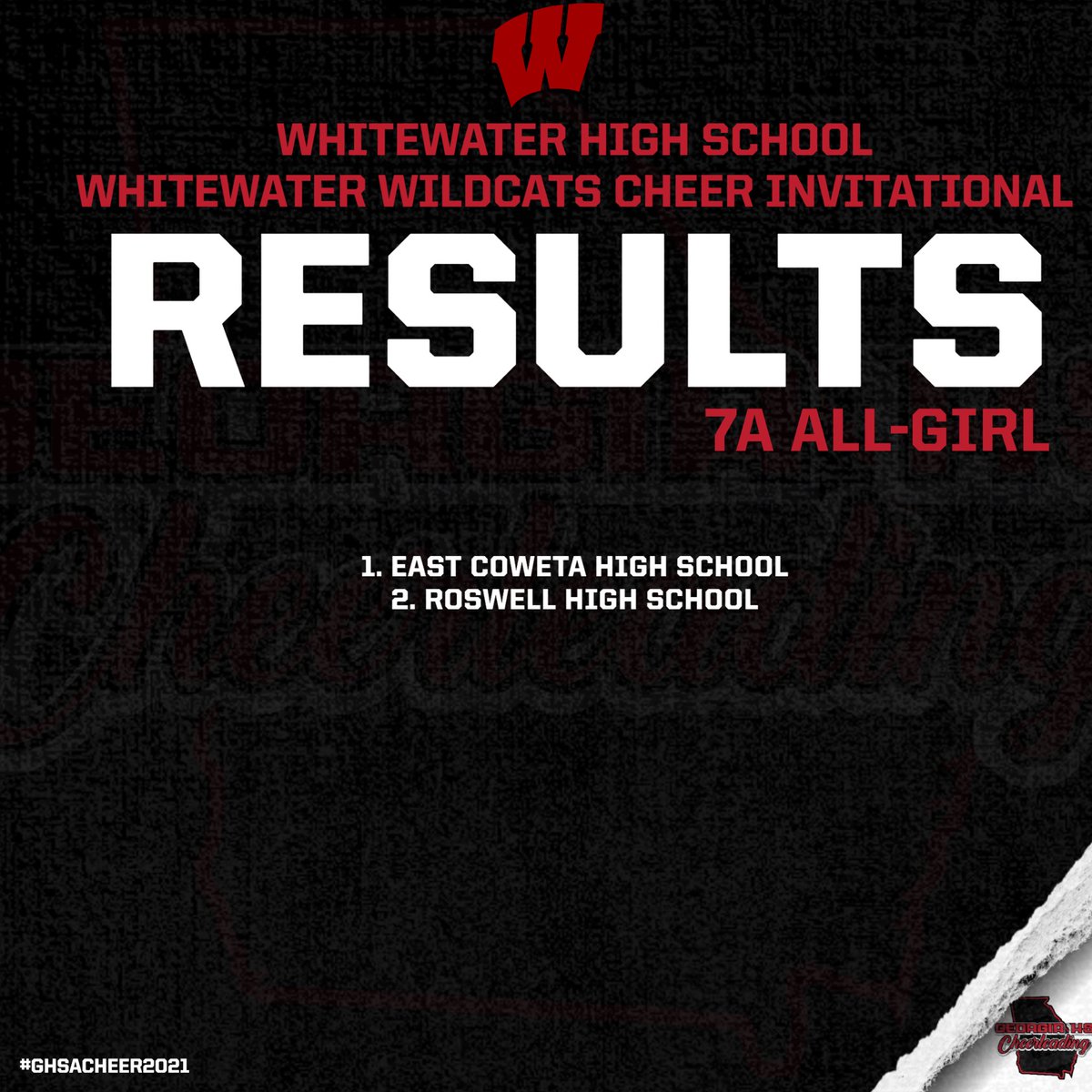 GeorgiaHSCheer's tweet photo. Results from Whitewater on 10/30
#ghsacheer2021 3/3 https://t.co/iZ8aMEvs96