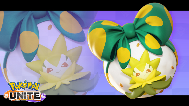 PokemonUnite's tweet photo. We can wrap this battle up with a bow! Big Ribbon Style Eldegoss is now available in #PokemonUNITE! https://t.co/aw3Sqcoyob
