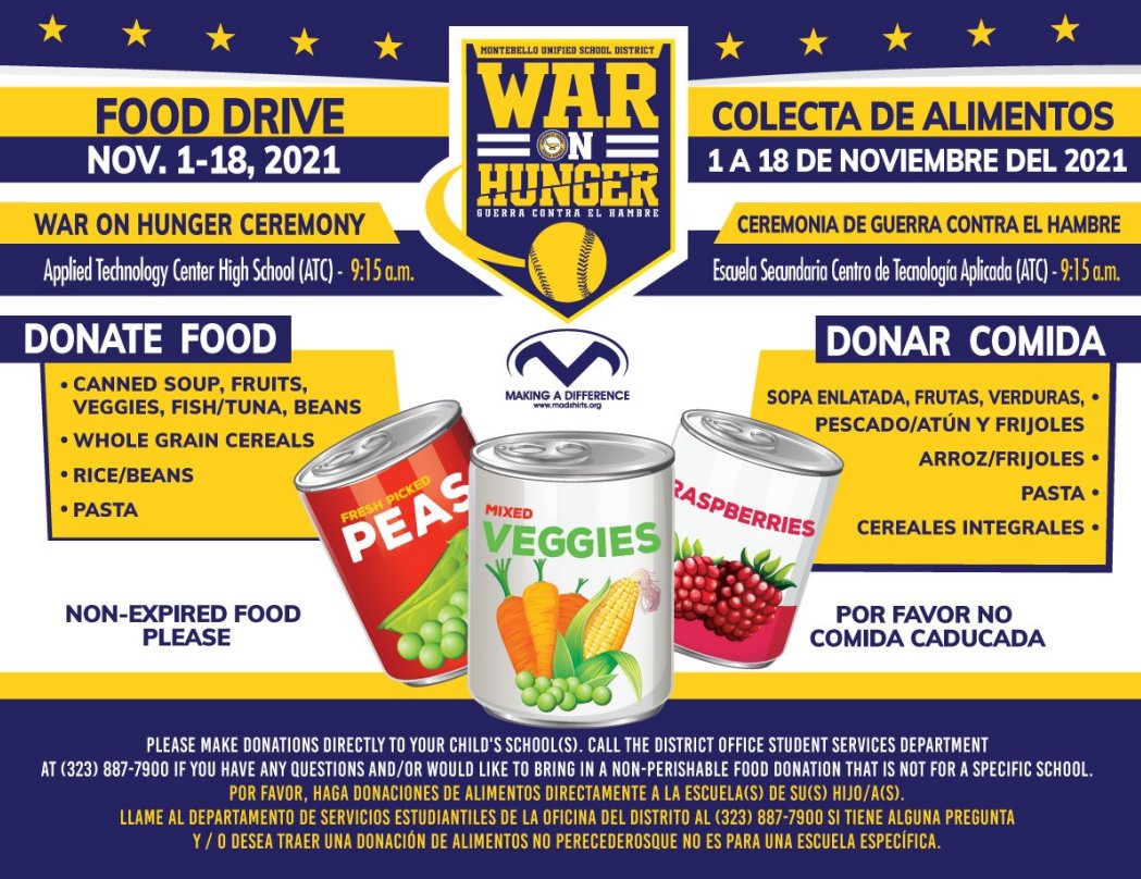 gomusd's tweet photo. Kicked off our annual War On Hunger Campaign Monday at the ATC! Itβs that time of year when we get an opportunity to help out those in need. Please consider donating non-perishable food items. Collection boxes can be found at your local school. Thanks! #waronhunger https://t.co/SAPVdq93Jt