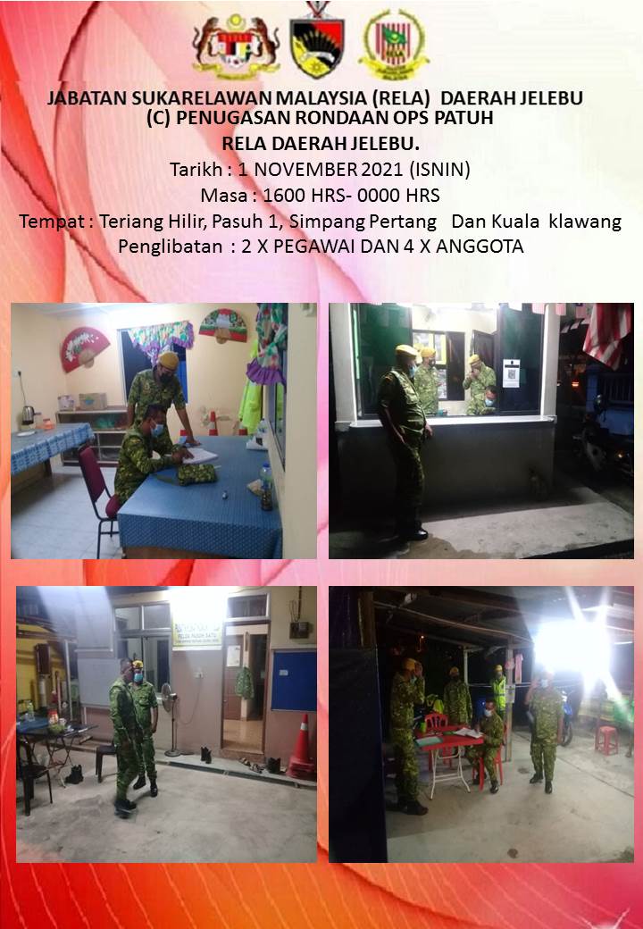 RELAJELEBU's tweet photo. (c) PENUGASAN RONDAAN OPS PATUH RELA DAERAH JELEBU
#OPSPATUH
#JELEBU
#Amaldanpatuh
#KitaJagaKita 
#NormalBaharu 
#Setiabakti 
@yahyakgc @relamalaysia @PrdGunalan @RELA_N9
@HairolBatista https://t.co/P7iJ6TvO1d