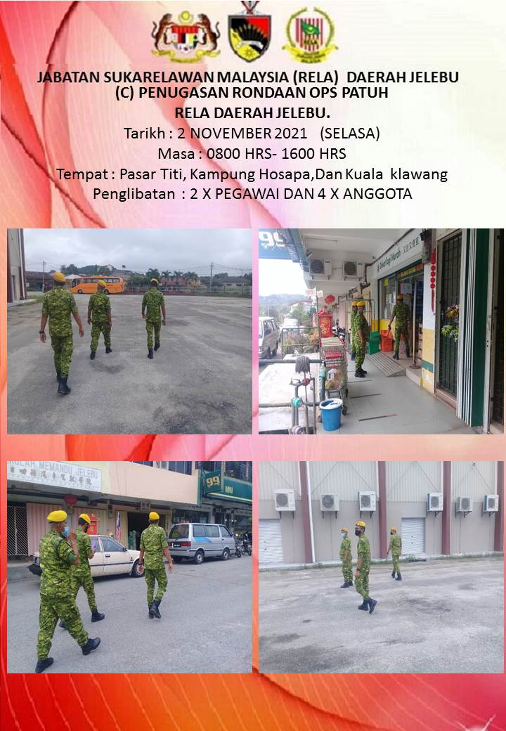 RELAJELEBU's tweet photo. (c) PENUGASAN RONDAAN OPS PATUH RELA DAERAH JELEBU
#OPSPATUH
#JELEBU
#Amaldanpatuh
#KitaJagaKita 
#NormalBaharu 
#Setiabakti 
@yahyakgc @relamalaysia @PrdGunalan @RELA_N9
@HairolBatista https://t.co/aeEwvBHCu7