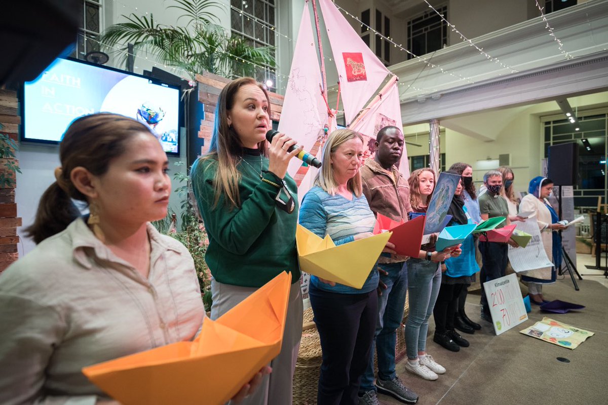 lutheranworld's tweet photo. At #COP26 in Glasgow, 2 November saw people of faith gather at the Saint George’s Tron Church to present their calls, hopes and demands for climate justice to political leaders at the climate negotiations. 
#CreationNotForSale #LWFyouth
📸 @albinhillert https://t.co/uJVZuereIg