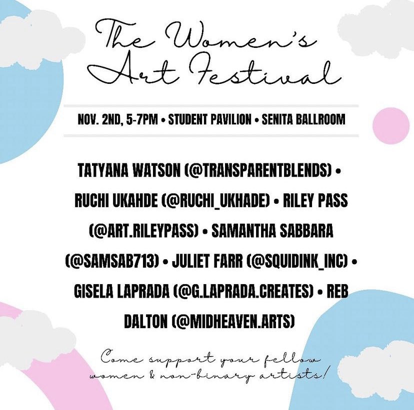 ASUWoCo's tweet photo. The Women’s Art Festival is happening NOW in the Student Pavilion! https://t.co/PDuXNJclIo