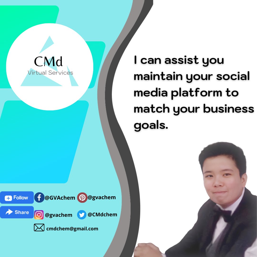 CMdchem's tweet image. How to choose the best types of social media for your business
✅Know your audience
✅Keep up to date with social media statistics
✅Align to your key business goals
😊Ps. I can be your social media guy! Email me:
📧 gvachem@gmail.com
#CMdVirtualServices #socialmediamanagement