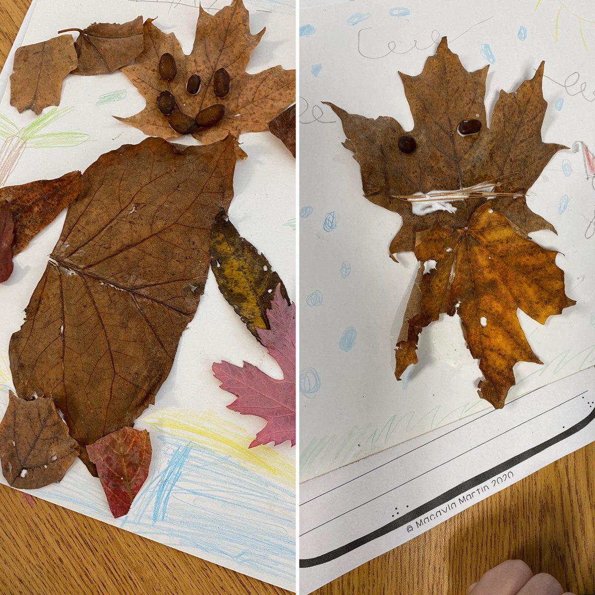 heatherimrie's tweet photo. Today we read “Leaf Man” by Lois Ehlert. We loved the creativity of the illustrations and recognized many of the animals created by leaves. Students collected leaves &amp; other items from nature to create their very own leaf “thing”. Students wrote about where their character went! https://t.co/xpPZvXv9AN