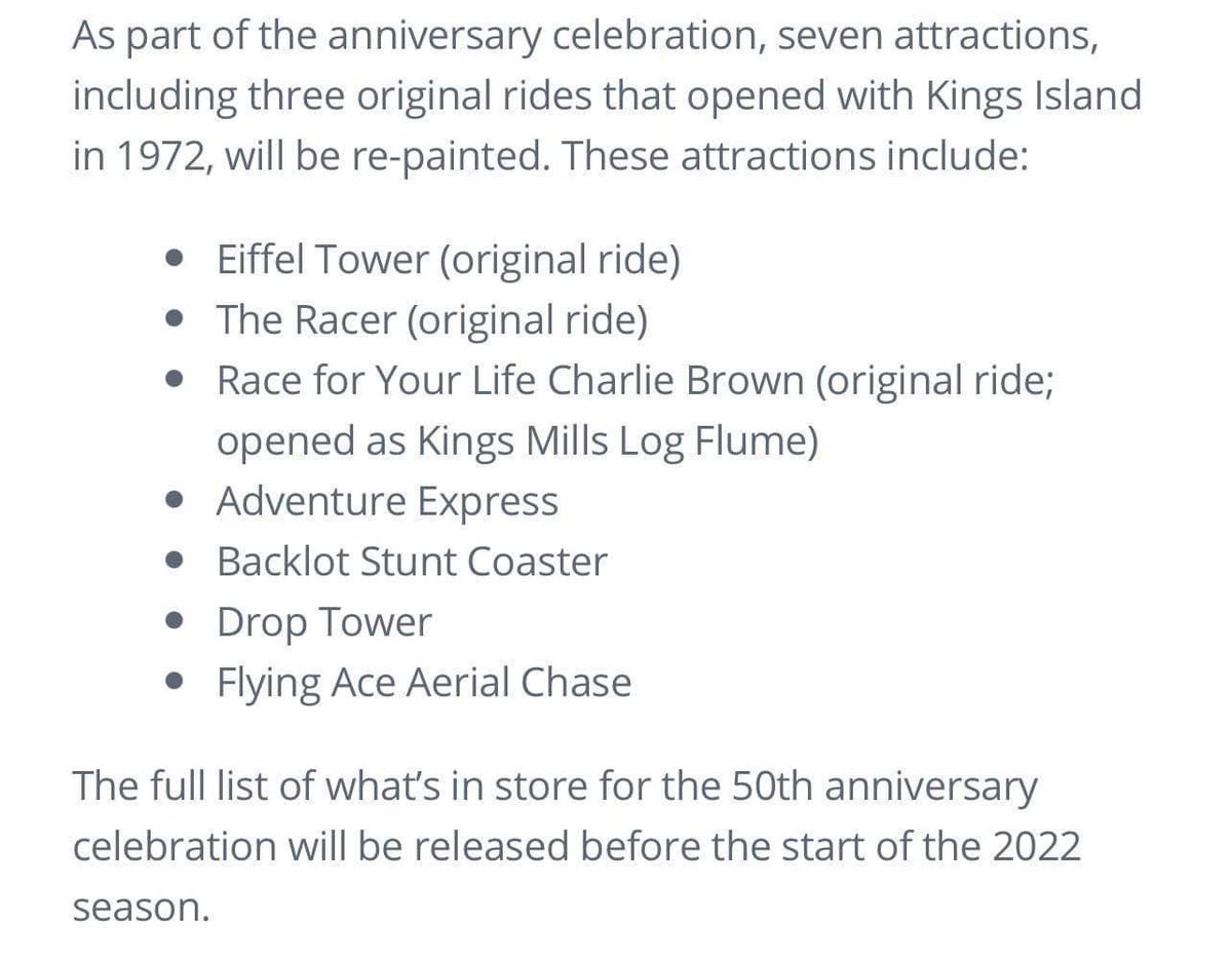 BuckeyeCoaster's tweet photo. The 50th Anniversary Celebration Logo & details about those rides being painted at @KingsIslandPR unveiled today on the #KIBlog! #KingsIsland https://t.co/VbAUebxTi3