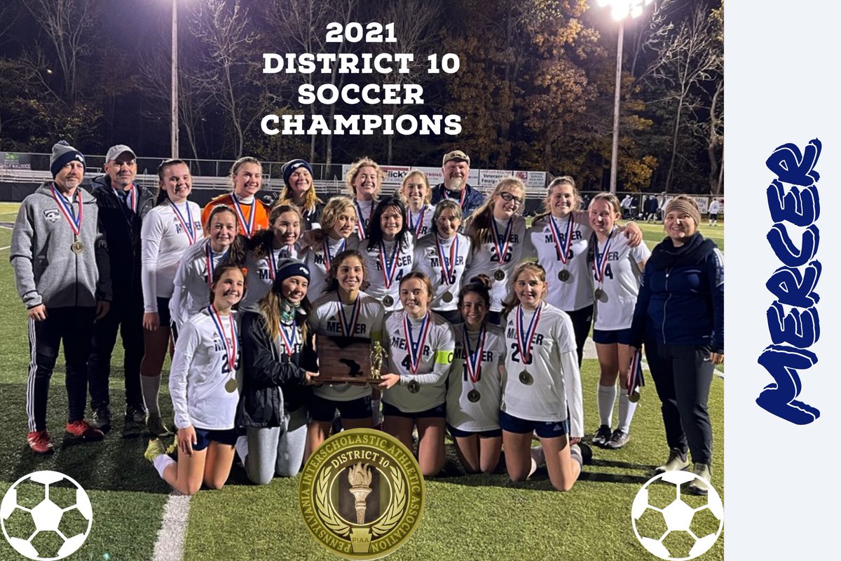 PIAADistrict10's tweet photo. Congratulations to Mercer - 2021 District 10 Class A Girls Soccer Champions!

This is the 2nd D10 title for Mercer (2019)!

⚽️🏆🥇🔟

📸: @ETNreisenweber https://t.co/JLC2ZXVIke