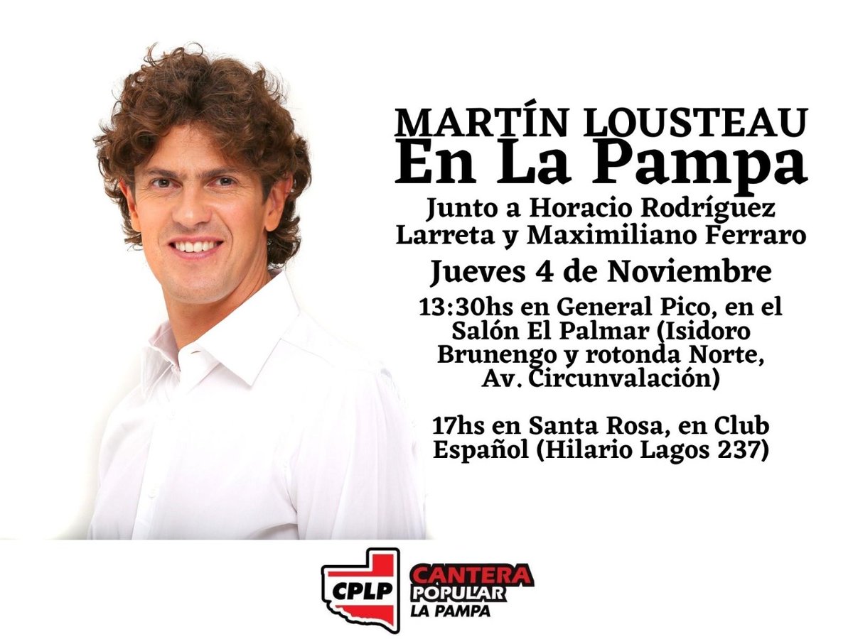 CanPopularLP's tweet photo. MARTÍN LOUSTEAU en LA PAMPA 💪🇵🇱

Este Jueves, en Gral. Pico y Santa Rosa, recibimos la visita del Senador Nacional, Martín Lousteau, acompañado por Horacio Rodríguez Larreta Y Maximiliano Ferraro https://t.co/yVVCa8AuiE