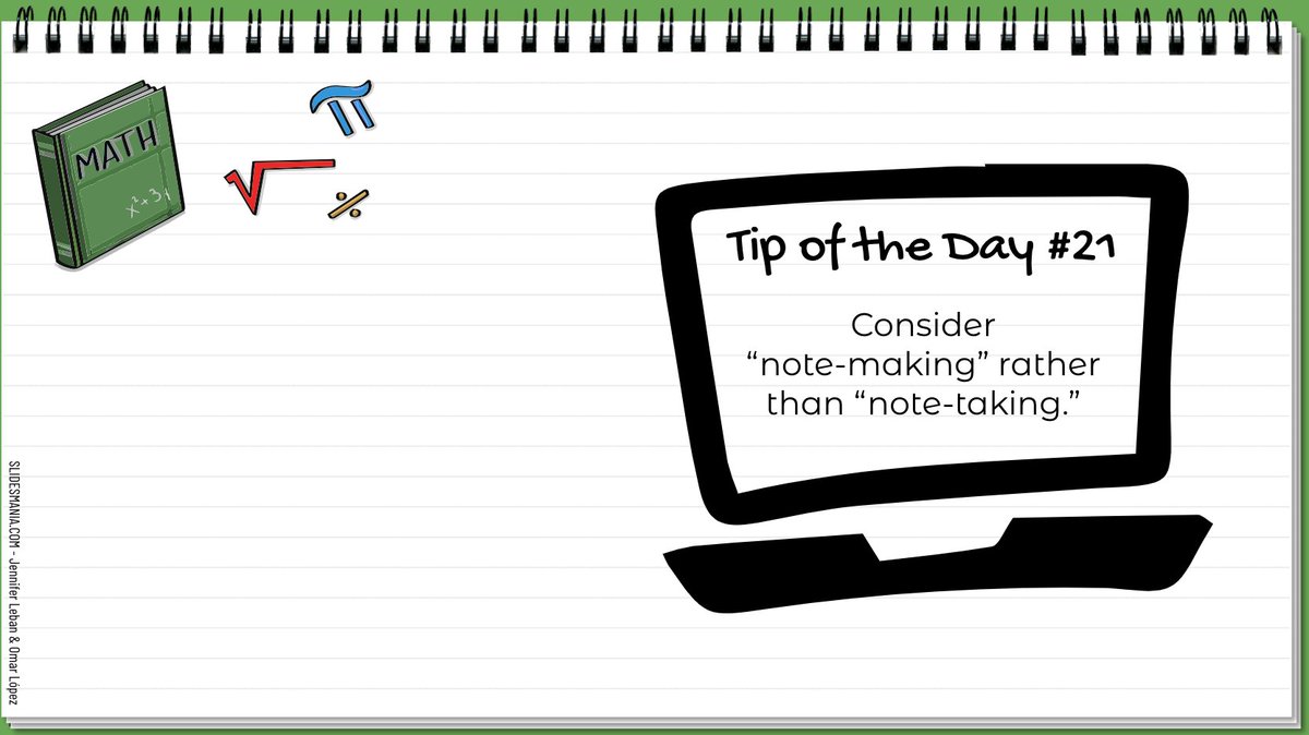 howie_hua's tweet image. Today&apos;s tip of the day: Consider &quot;note-making&quot; rather than &quot;note-taking.&quot; Be active in the process rather than passively copy what the instructor writes on the board.