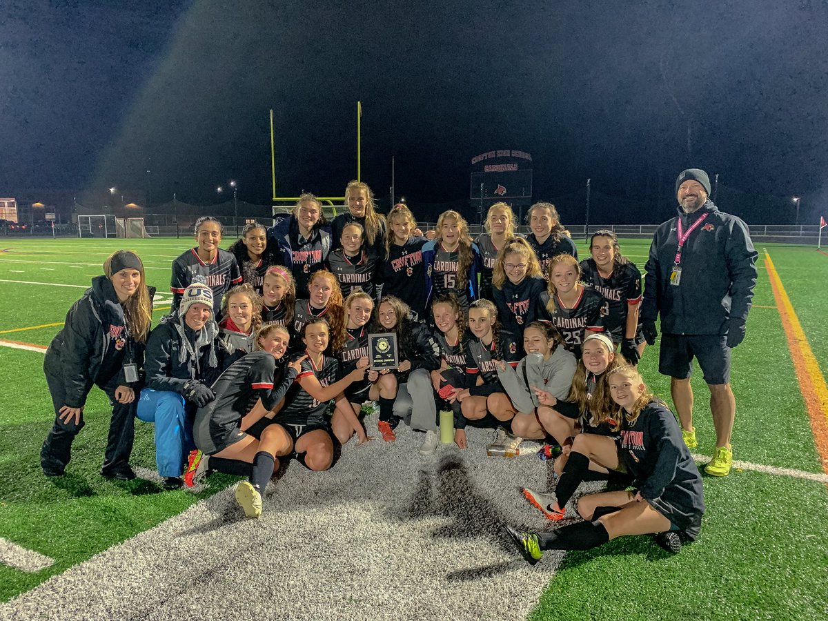 CHSWVSoccer's tweet photo. The @CroftonHsSports women's varsity soccer team secured their spot in the MPSSAA state 3A quarterfinals tonight with win against an incredibly well-coached Chesapeake side. Goals from Emily Wingeart, Meghan Piazza, &amp; Cassidy Nichols saw the Cards through 3-1. #TogetherCardsFly https://t.co/nVR9xkELC9