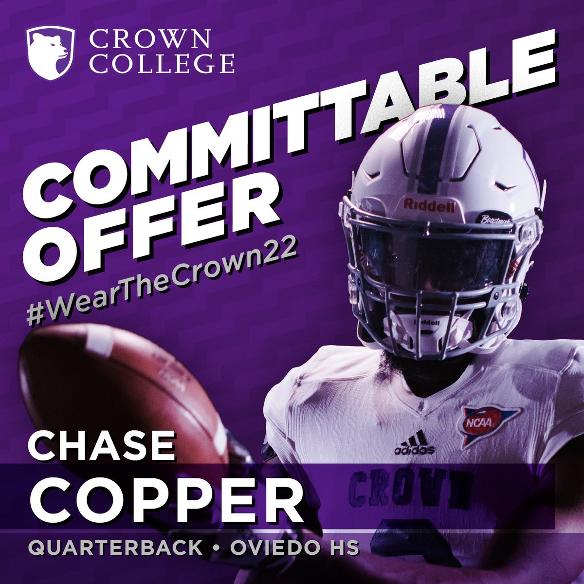 Thank you <a href="/_coachwomack/">Chris Womack</a> and <a href="/_Coach_Franz/">Coach Franz</a> for the offer to play  at <a href="/CrownCollegeFB/">Crown College Football</a>