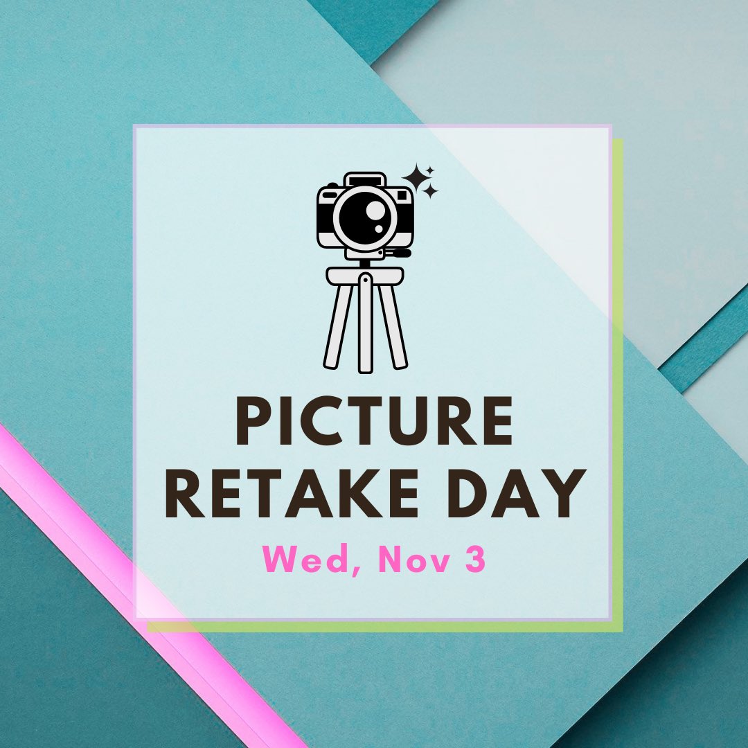 PAC_Aubrey's tweet photo. Any students who missed original photo day will be photographed. Any student wishing to have a retake will need to return the proof sheet in order to have a retake. Orders must be made by Nov 10 for final delivery and free shipping to the school. Delivery to the school is Nov 17. https://t.co/eiwOn2ySWn