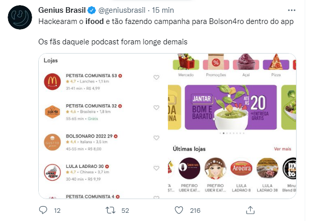 HipocrisiaShow's tweet photo. O Print é eterno! A página Genius Brasil @geniusbrasil acusou os seguidores do Flow Podcast @flowpdc de Hackear o iFood @iFood https://t.co/fKIT6dH6JB