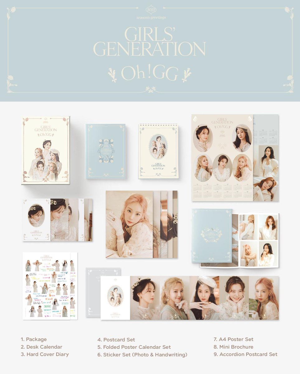 309KTYSS's tweet photo. 2022 Girls' Generation-Oh!GG Season's Greetings 💗

- Package
- Desk Calendar
- Hard Cover Diary
- Postcard Set
- Folded Poster Calendar Set
- Sticker Set
- A4 Poster Set
- Mini Brochure
- Accordion Postcard Set

Can be ordered on online &amp; offline stores starting 11/3 https://t.co/ZmKDPrxRQU