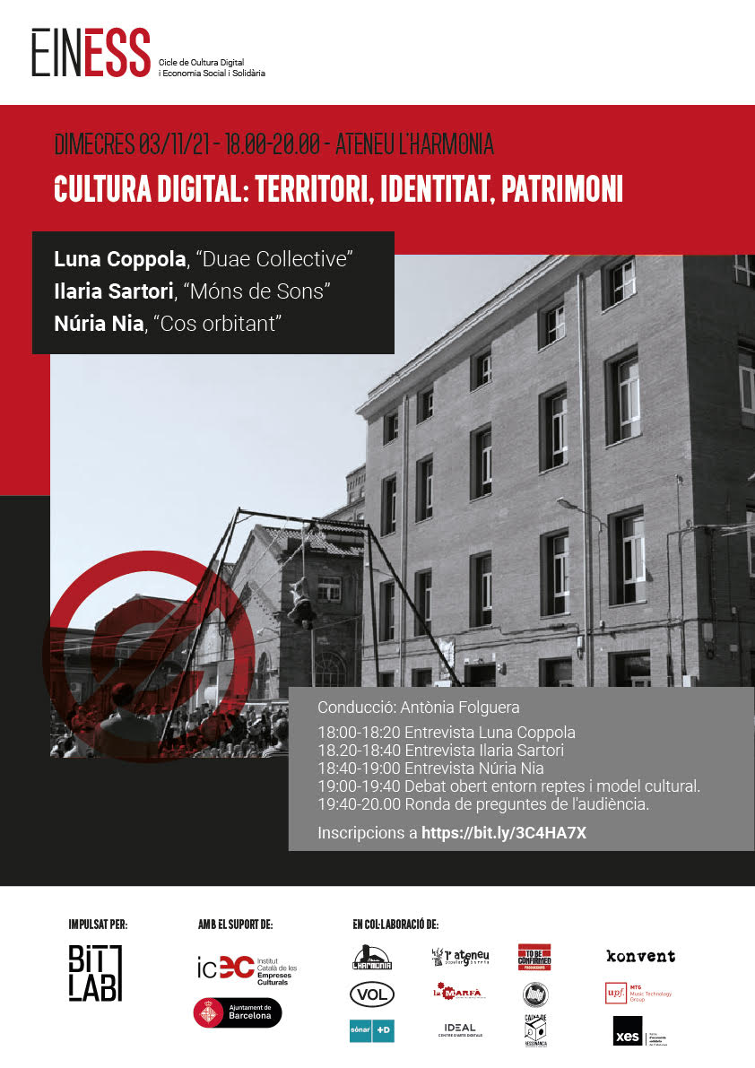 Aquesta tarda seguim amb els diàlegs d' #EinESS a l' <a href="/AteneuHarmonia/">Ateneu L'Harmonia</a> “Cultura digital: territori, identitat, patrimoni" <a href="/bzzzbip/">antònia folguera</a> <a href="/monsdesons/">Ilaria Sartori</a> <a href="/nuriania/">núria nia</a> #duaecollective

#CicleEinESS #SomEinESS #TardorTransformadora <a href="/XES_cat/">Xarxa d'Economia Solidària de Catalunya</a> <a href="/XarxaMusicalCDR/">Caixa de Ressonància</a> <a href="/culturadigicat/">Cultura Digital</a> <a href="/icec_cat/">Empreses culturals</a> <a href="/bcncultura/">Barcelona Cultura</a>