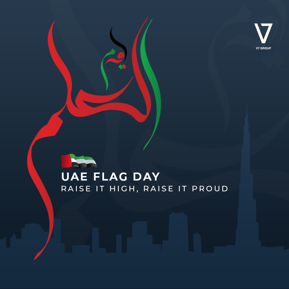 V7GroupMENA's tweet photo. Let’s raise it high and proud as we celebrate the UAE’s Flag Day today.

#Dubai #V7Group #UAE #FlagDay #UAEFlagDay #V7Group #MyUAE https://t.co/JwqE2Z9UIF