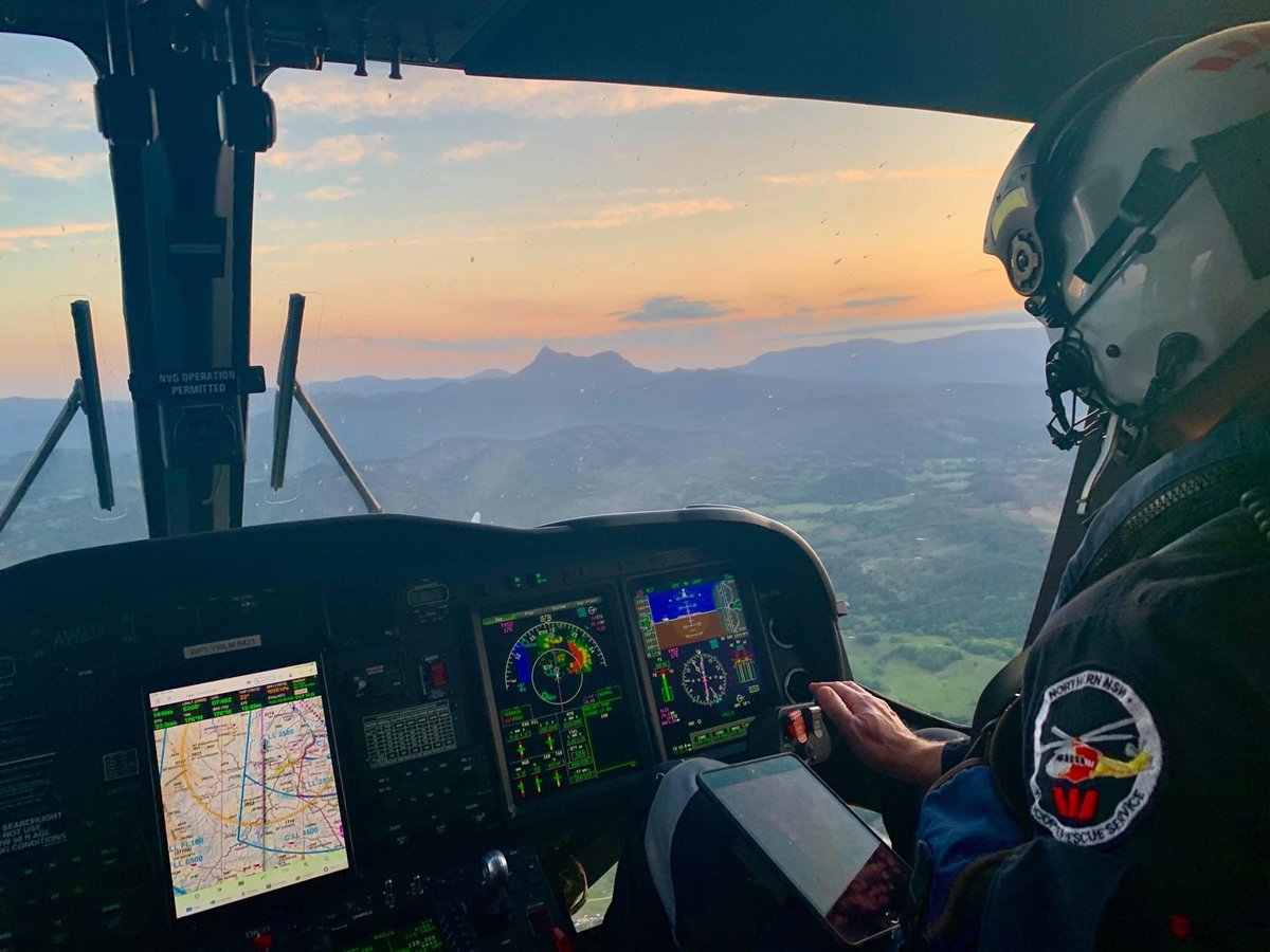 WRHS_official's tweet photo. The Westpac #RescueHelicopter was tasked to #Lismore Base Hospital overnight for an urgent #InterHospitalTransfer to the #GoldCoast for specialist care.
Crews also conducted a search for an emergency beacon around #CoffsHarbour,which was located early this morning near #Coramba https://t.co/dU2TfRLa7Z