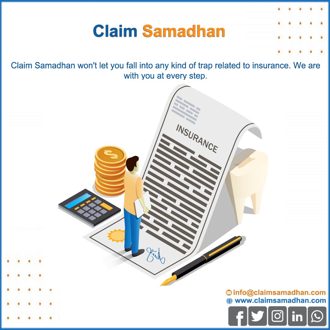 claimsamadhan's tweet photo. Claim Samadhan won't let you fall into any kind of trap related to insurance. We are with you at every step.

#insuranceclaims #insuranceclaimsrejection #consultant #insuranceagent #insurance #Samadhan #TeamClaimSamadhan #ClaimSamadhan https://t.co/z4e7oTGc7f