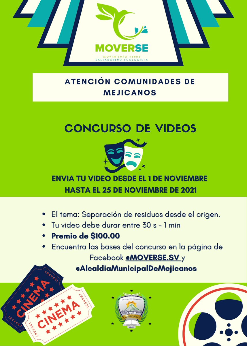 📣Atención #Mejicanos ❗
MOVERSE te invita a participar del concurso de video
“Mejicanos camino a la sustentabilidad, separemos desde el origen” 
👉Llenar el formulario que encontraras a continuación: 
docs.google.com/.../1FAIpQLSel…
#YoSeparoDesdeElOrigen
#MejicanosTransforma