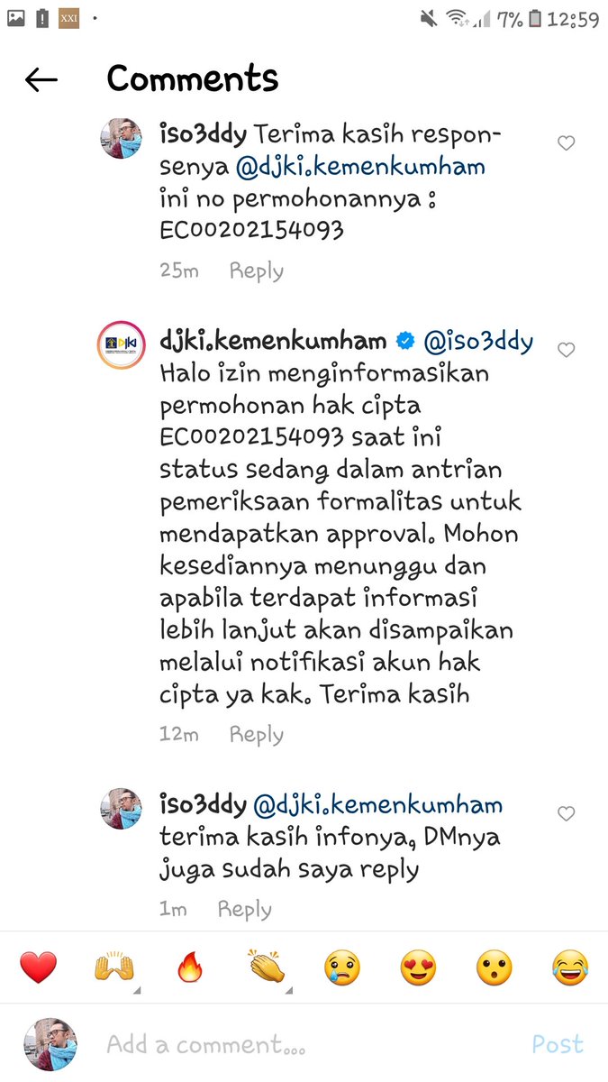Sudah diresponse admin Haki di IG.. thx