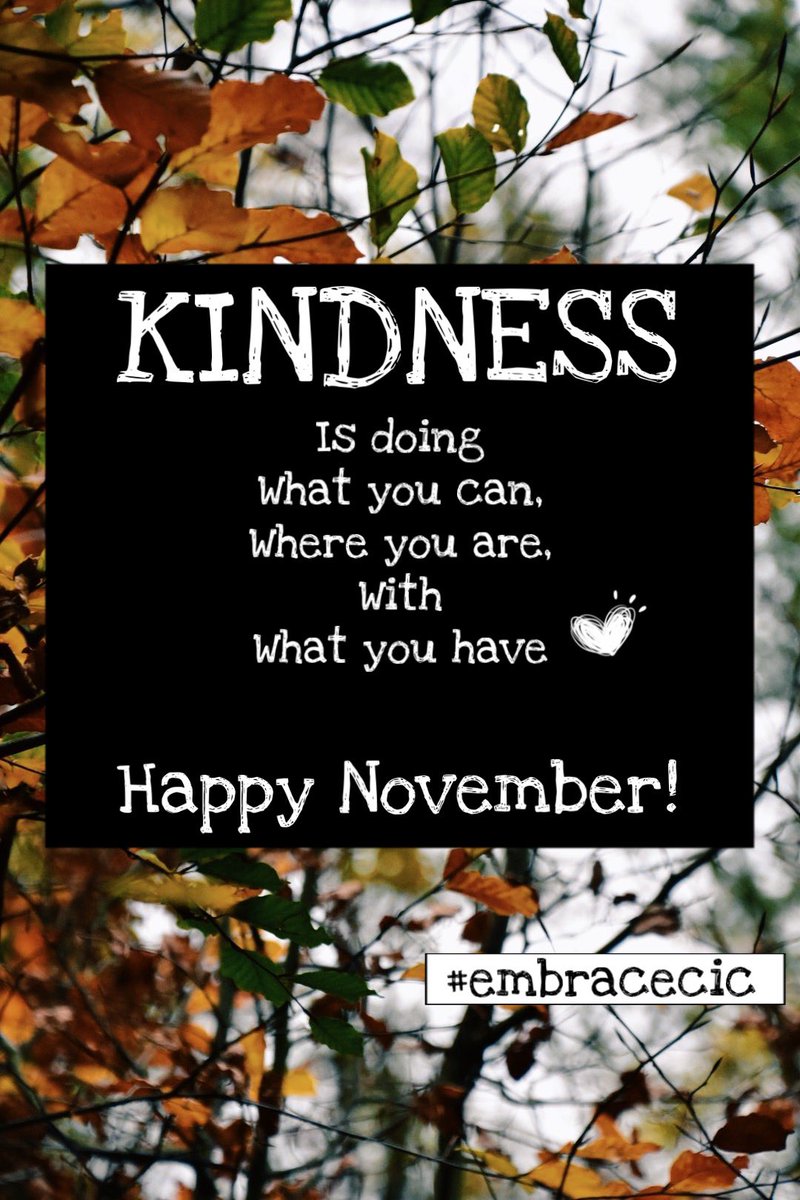 Embracecic's tweet photo. November is here!  This month we will be considering #kindness and what this means to ourselves and others 🧡. #bekindtoyourself #bekindtoothers #bekindalways #embracecic https://t.co/AJrH0jeSOW