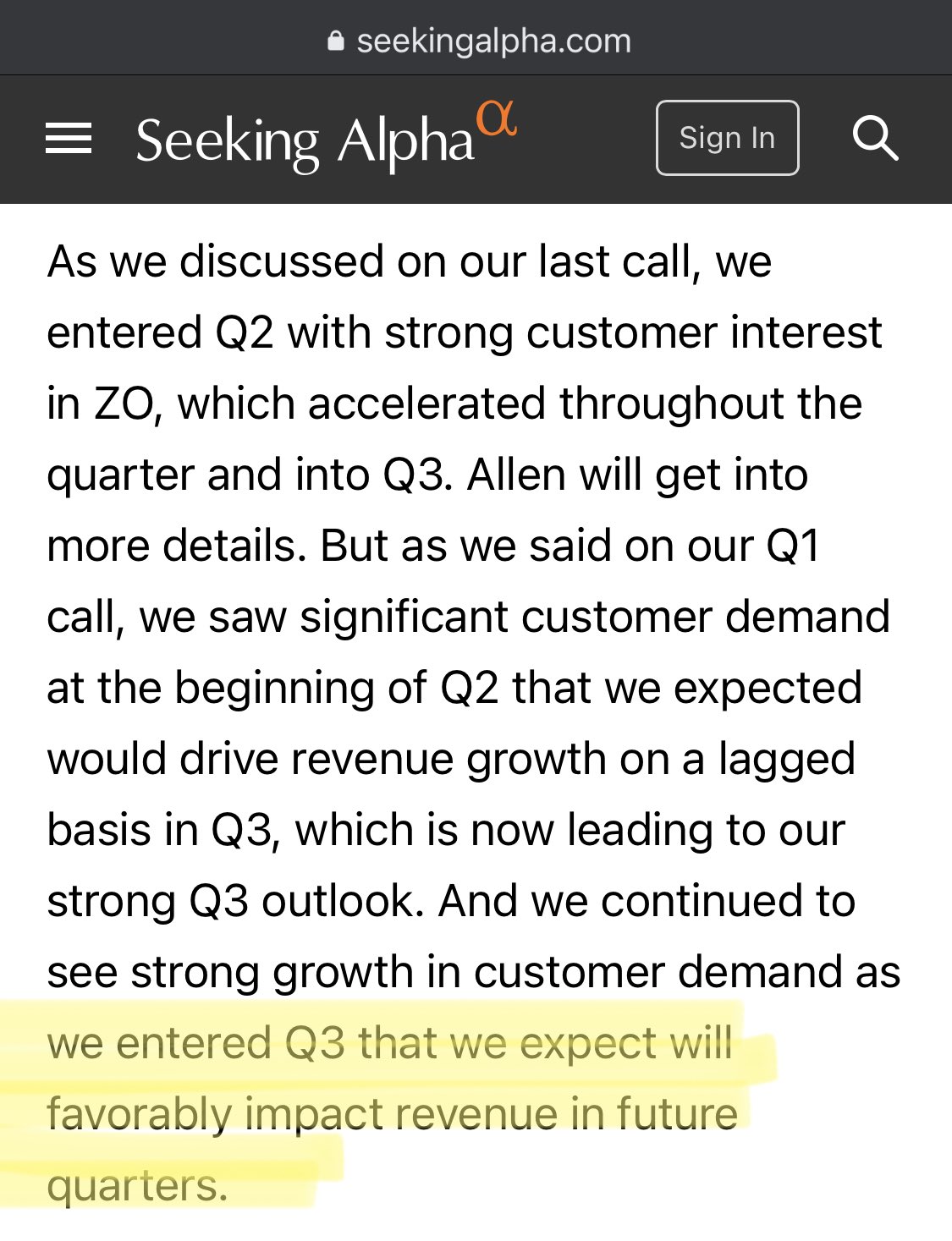 Oh come on on twitter forgotten here is z zg q2 s call was 90 days 