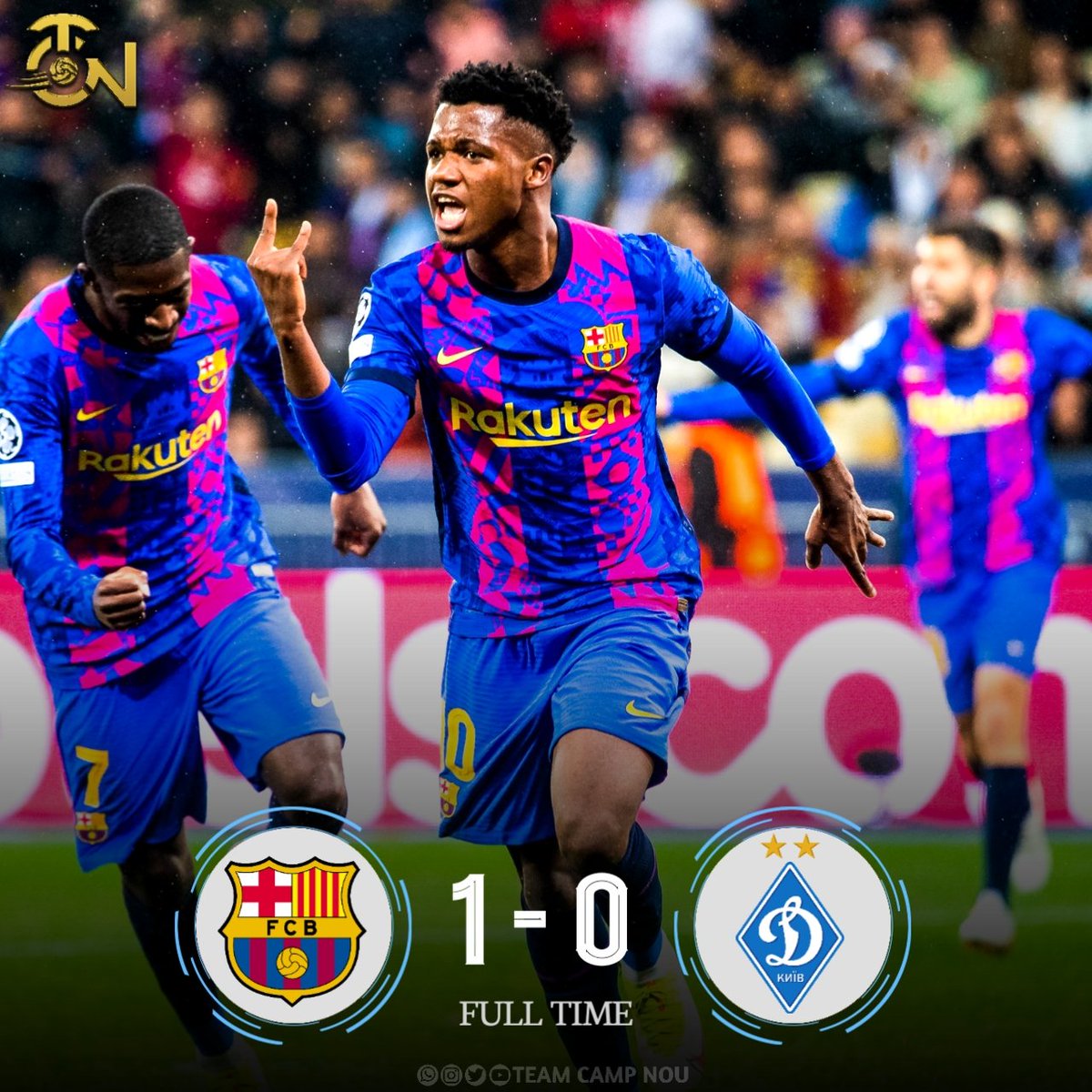 team_camp_nou's tweet photo. FULL TIME!
Barcelona 1 - 0 Dynamo Kiev

#DynamoBarca #UCL https://t.co/tc54Tfx9ea